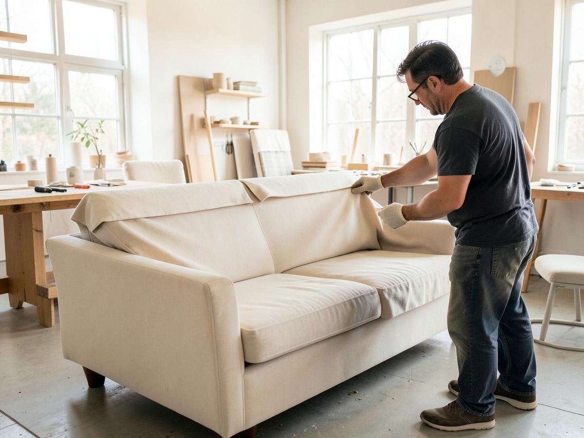 Muestras de telas y maderas usadas en la fabricación de muebles